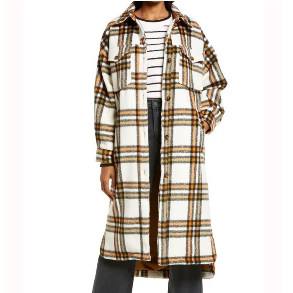 TREASURE & BOND Plaid Long Shirt Jacket size small